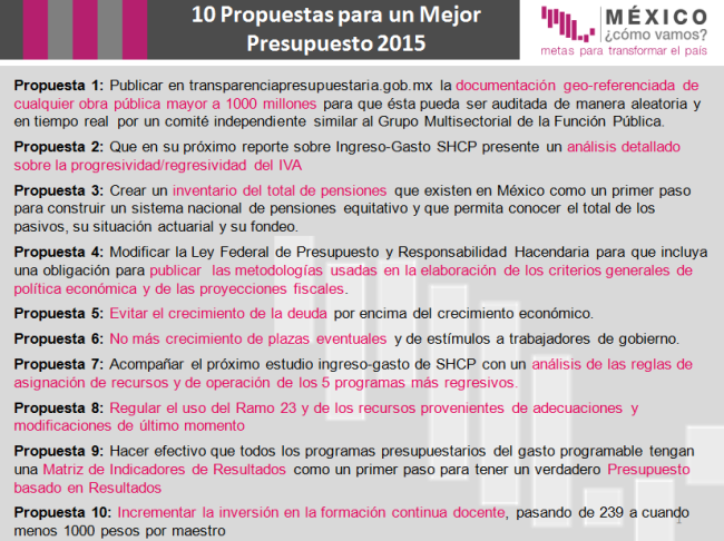 10 propuestas para un mejor presupuesto 2015 vía México cómo vamos