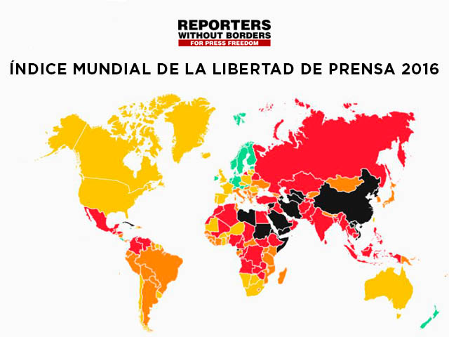 Índice Mundial De La Libertad De Prensa 2016 Vía Reporteros Sin Fronteras